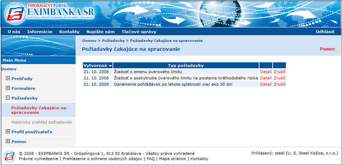 Požiadavky čakajúce na spracovanie